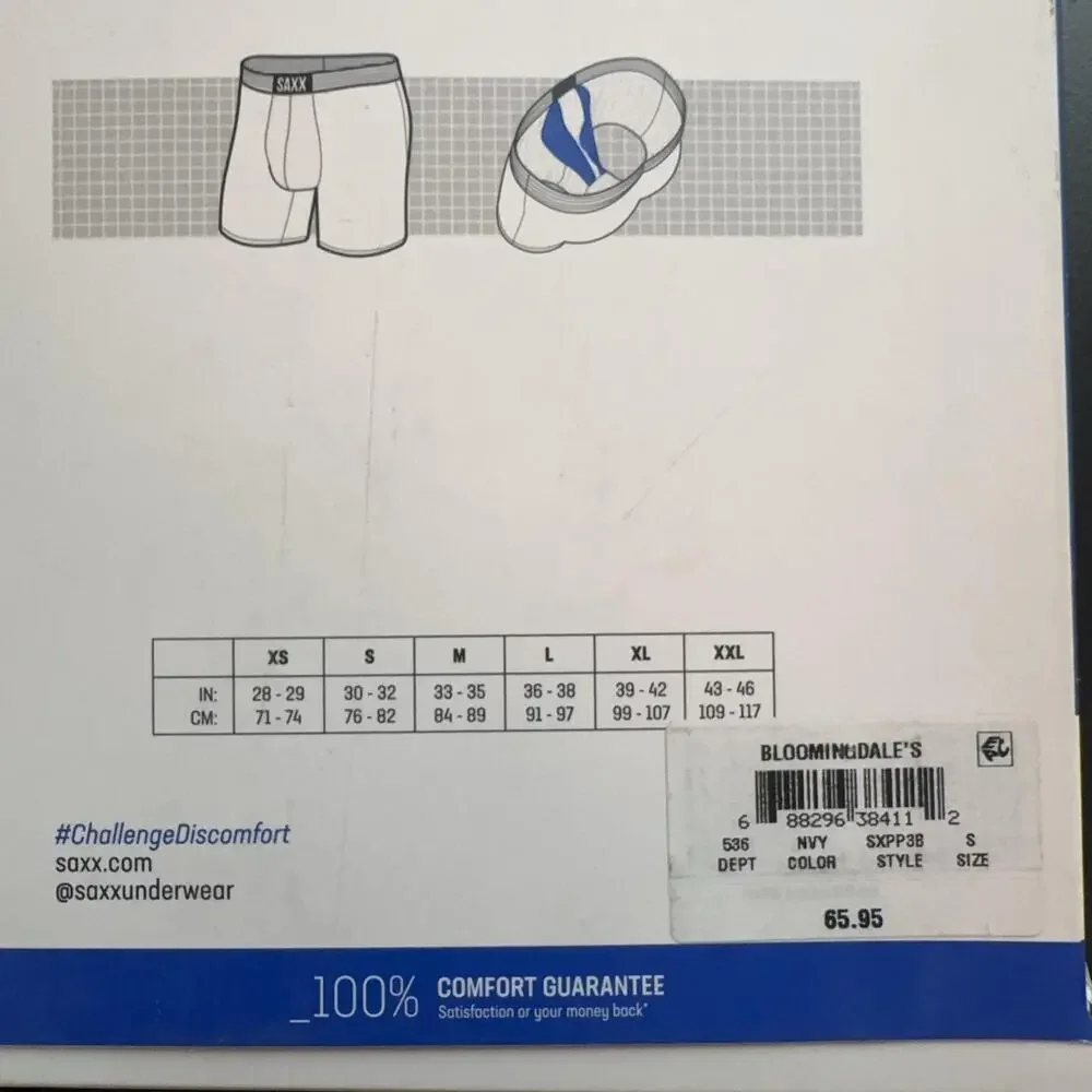 Saxx Daytripper Boxer Brief Underwear Mens Small Blue Stripe 3 Pack Fly Stretch